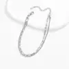 Pulseira de Corrente Cruzada Torcida de Camada Dupla Aço Titânio Cor Dourada 18K Não Desbota Simples Versátil Corrente Básica Pulseira em Camadas para Mulheres