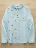 Camisa de manga larga estilo vintage, artística, bordada con mariposas, para mujer, con corte holgado, diseño de algodón puro y una capa exterior de gasa de algodón de doble capa.