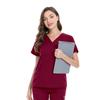 Bata quirúrgica elástica cuello en V manga corta traje de uniforme de enfermera de hospital azul oscuro ropa para lavar a mano