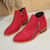 Estación Independiente Zapatos de Mujer Transfronterizos 2026 Nuevas Botas de Mujer de Tacón Grueso Tallas Grandes Botas Martin de Gamuza Tacón Bajo Cremallera Lateral Botines de Tobillo Mujer
