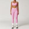 Conjunto Esportivo Zechuang Cintura Alta Cruzada Feminino Contraste de Cor Justo Nu Conjunto de Yoga para Corrida Fitness Yoga 9253