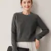 Suéter de punto de cuello redondo otoño e invierno nuevo estilo jersey manga raglán 100% suéter de cachemira para mujer manga larga suéter cálido
