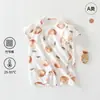 Roupa de Verão para Bebê Algodão Bambu Classe A Macacão de Manga Curta para Recém-Nascidos Meninos e Meninas Roupa Única Estilo Coreano para Passeios