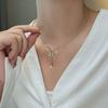 Nova moda borboleta Pérola colar de luxo leve feminino franja banhado a ouro corrente clavicular presente para namorada