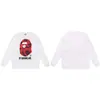 Moletom BAPE com estampa de cabeça de macaco estilo japonês, tendência transfronteiriça, gola redonda, unissex, corte solto, jaqueta de manga curta para outono e inverno