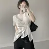 Estilo Chic Coreano 2026 Verão Novo Modelo Estilo Coreano Camisa Irregular Levemente Transparente Tops para Mulheres