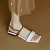 2025 Nuevas Sandalias de Punta Cuadrada a Juego de Colores de Tacón Bajo con Una Tira para Mujer Verano Tacón Grueso Diseño de Punta Abierta Zapatos Romanos