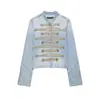 Comercio exterior transfronterizo ropa de mujer 2026 otoño nuevo moda americana con botones y cuello alto chaqueta de mezclilla 2569270