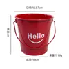 Balde de Lata Vermelho de Ano Novo Arte em Ferro Metalico Balde de Flores Balde de Armazenamento Vaso para Plantar Suculentas Decoração de Mesa Porta-Canetas