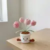 Venda Quente Transfronteiriça Fio Crochê Planta em Vaso Rosa Girassol Abelhinha Vaso de Flores Fofo Decoração Ornamentos Estilo Curativo