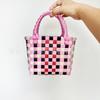 Cesta de Mão de Plástico Colorido Tecido Xiaohongshu Pp Cesta de Lembrancinha DIY Cesta de Legumes Bolsa Tote Feminina Bolsa de Praia Atacado