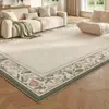 Alfombra de sala de estar pastoral estilo francés, alfombra de noche con encaje floral vintage para dormitorio, alfombra grande antideslizante para mesa de café en casa