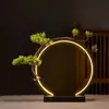 Nuevo Anillo de Luz LED de Hierro Estilo Chino con Incienso de Flujo Inverso para Oficina, Hogar, Tienda, Sala de Té y Casa de Huéspedes, Decoración Luminosa Creativa para Uso Doméstico