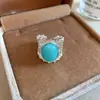 Serenidad de Té Blanco, Anillo Abierto Irregular de Perla Tejido Plegado, Anillo de Dedo Índice de Lujo Ligero de Gama Alta, Accesorio de Mano de Moda
