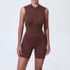 Mono deportivo ajustado Qiusha para mujer, de baile y fitness, estilo europeo y americano, con cremallera, sin mangas, para yoga, 25210