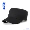 Chapéu de Algodão Liso com Copa Reta para Homens, Tamanho Grande, Estilo Coreano Chapéu Militar, Chapéu Versátil para Meia-Idade e Idosos, Chapéu de Proteção Solar para Exterior