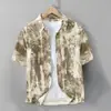Camisa de Manga Corta Estampada Tie-Dye Estilo Japonés para Hombre, Tendencia de Verano Holgada Casual Juvenil de Alta Gama Elegante
