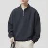 Sudadera americana de trabajo pesado con media cremallera para hombre, otoño, holgada, casual, simple, americana, moderna, elegante, color liso, cuello alto, chaqueta