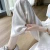 Calças femininas plus size de seda de gelo de perna larga verão fina cintura alta dosando reta solta protetor solar jacquard casual calças na altura do tornozelo