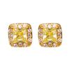 Pendientes de botón de azúcar con forma de pan pequeño y cuadrado de diamantes amarillos de plata esterlina S925 de Silver City, pendientes de azúcar con forma de pan pequeño, ligeros y lujosos, súper brillantes y de gran sentido.