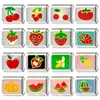 Pulseira Módulo Cereja Italiana Popular de Aço Titânio Transfronteiriça Fruta Aço Inoxidável Joia de Morango Feita à Mão Pulseira Criativa