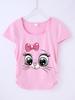 Camiseta de niña con patrón popular transfronterizo que se puede hacer DIY 4-14 años de edad con estampado de dibujos animados para niñas deportiva y de ocio tops de color puro