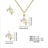Aretes Collar Set Estrella de Cuatro Puntas Cobre Perla Brillante No se Desvanecen para Mujer Lujo Ligero Gama Alta Joyería al por Mayor Transfronteriza