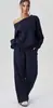 Traje de Dos Piezas Casual de Moda con Hombro Descubierto, Estilo Deportivo de Amazon, Nuevo Estilo Otoño e Invierno Transfronterizo Europeo y Americano 2025