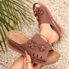 Sandalias de Verano 2026 Transfronterizas Nuevas de Talla Grande para Mujer, Casuales, Cómodas, con Estampado Floral, Modernas, de Punta Abierta para Mujer