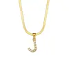 Moda Cruzada Europeia e Americana Simples Versátil Colar Joia Aço Inoxidável Banhado a Ouro 18K Corrente Rasa de Cobra Colar com Letra Zircônia