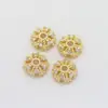 Acessórios de joias diy flor de miçangas feita à mão suporte para flores banhado a cobre ouro real cravejado zircônia tampa de flor suporte de contas fábrica atacado direto