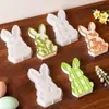 Nuevo Molde de Silicona de Conejo de Pascua DIY Cuadros Encaje Flor Conejo Vela Yeso Molde