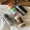 Nuevos estilo de scrunchies de toalla anchos y gruesos en lata, gomas para coleta de alta elasticidad, scrunchies sin costuras con patrón jacquard