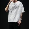 Camiseta Masculina de Linho com Manga Curta 2021 Verão Nova Moda Bordada Estilo Chinês Masculino Solto Algodão Linho Top