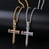 Colgante vintage de cruz de tres hojas con diseño de rosa nueva de estilo europeo y americano de Jinao, lleno de circonitas, accesorios de hip-hop para hombres y mujeres.