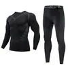 Ropa Deportiva Transfronteriza para Hombre Conjunto Capa Base Deportiva Ropa Interior Invierno Forro Polar Cálido Secado Rápido Ajustado Manga Larga Running Entrenamiento