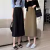 Moda Otoño 2026 Elegante Falda de Línea A de Moda para Mujer, de Cintura Alta, Adelgazante, con Abertura, de Largo Medio, Falda Exterior, Moderna
