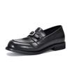 [Precio del Evento 168] Mocasines de Piel Lavada con Punta Redonda y Hebilla para Mujer, Zapatos de Tacón Bajo para Mujer de Estilo Británico
