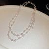 Collar Apilado de Perlas Artificiales con Cuentas para Mujer Estilo Francés Retro Otoño e Invierno Cadena de Lana Lujo Ligero Joyería Discreta de Alta Gama
