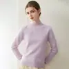 ¡Temperamento elegante! Suéter básico de punto para mujer, color liso, otoño e invierno, 100% cachemira, con cuello semialto, jersey