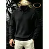 Estilo Old Money Malha com Lapela Masculina Outono Inverno Suéter de Listras Verticais Preguiçoso High-End Quente Camisa Polo de Manga Longa