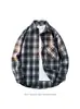Nova Camisa Xadrez Estilo Americano Retro Manga Longa Solta Primavera Outono Masculina Casual Camisa Jaqueta Top Roupa