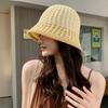 Chapéu de Pescador Primavera e Verão Novo Feminino Estilo Coreano Chapéu Bacia Vazado Versátil Popular Rede Chapéu de Sol para Mostrar o Rosto Pequeno Chapéu Balde