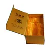 Embalagem Caixa para Bebidas com Abertura Superior, Papelão Dourado, Caixa Livro para Vinho, Caixa de Presente Criativa para Vinho Tinto com Tampa Flip-Top