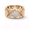 Anel Pequeno Padrão Diamante, Versão Larga e Estreita Coco, Banhado a Ouro Rosé 18K, Finamente Gravado em CNC, Anéis de Casal para Homens e Mulheres