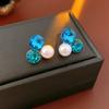 Brincos Agulha de Prata Triângulo Diamante Pérola Luxo Leve Estilo Corte Nicho Versátil High-end Moda para Mulheres