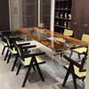 Conjunto de Mesa de Chá e Cadeiras de Resina, Mesa de Rio de Cristal Transparente Epóxi, Mesa de Tabuleiro Grande, Mesa de Chá de Fluxo de Resina, Mesa de Chá de Madeira