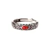 Anillo de Calabaza Folu Ping An para Hombres y Mujeres Estilo Étnico Marea Nacional Xiangyun Comida Anillo para el Dedo Retro Imitación Plata Tailandesa Anillo Abierto