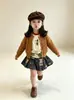 Conjunto de Roupa para Meninas 26 Outono Novo Estilo Coreano Suéter de Tricô Cardigan de Urso Infantil Camisa Básica de Bebê Saia Plissada Estilosa