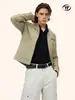 Chaqueta de Trabajo Yongfang Estilo Retro Americano con Cuello Alto para Hombres y Mujeres, Diseño Casual Ajustado con Múltiples Bolsillos, Estilo Corto